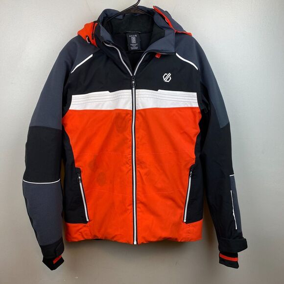 Dare2B ski jacket men's m orange long sleeve‎ detachable hood STAINED - Picture 1 of 10